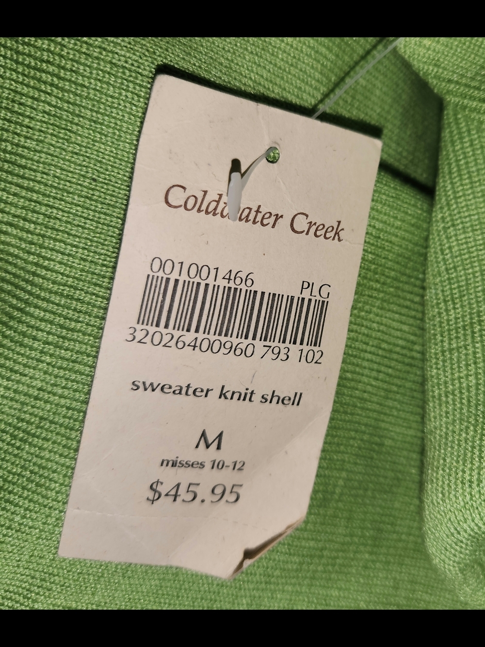 NWT Coldwater Creek Silk/Cotton Green Sleeveless Knit Tank Top - Picture 4 of 6